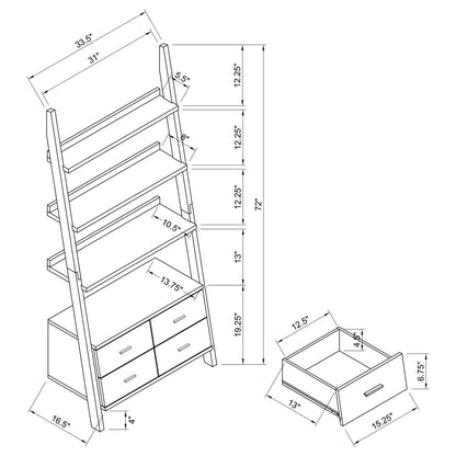 Colella 72-inch 5-shelf Storage Ladder Bookshelf Cappuccino