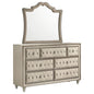 Antonella 7-drawer Upholstered Dresser with Mirror Ivory