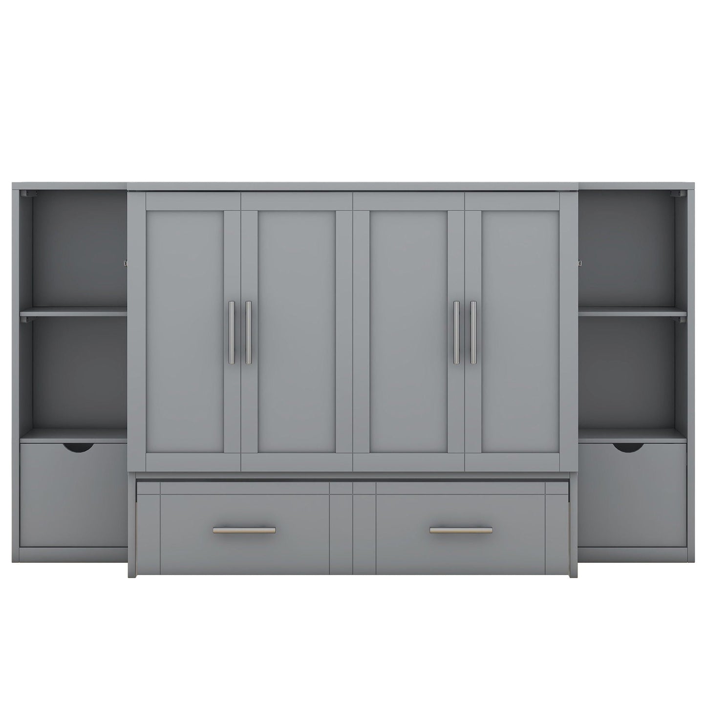 Murphy Bed With Shelves, Drawers And USB Ports