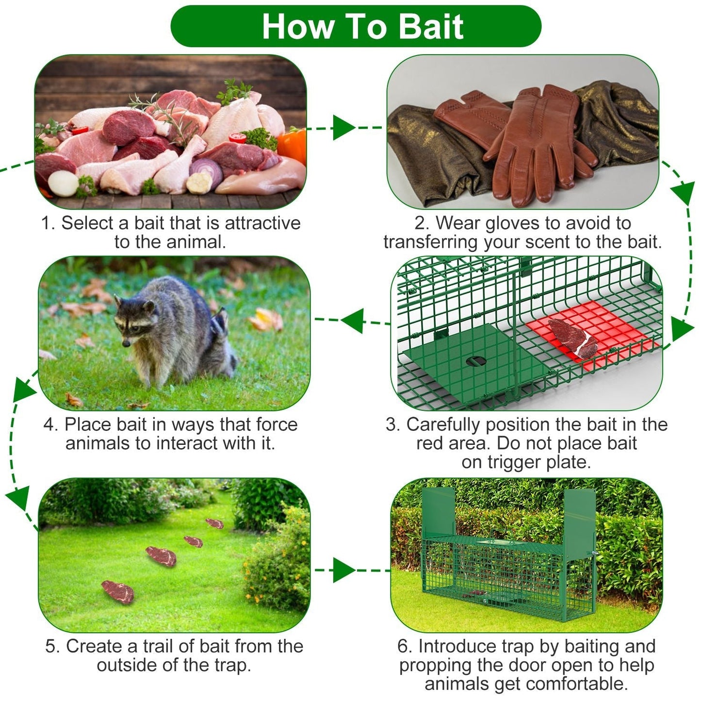 38in 2 Door Live Animal Cage Trap For Animals Under 18LBS Easy To Setup Humane Galvanized Iron Trap Cage For Raccoons Armadillos Groundhogs Muskrats O