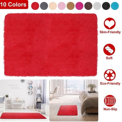 Fluffy Bedroom Rug 4Õ x 2.6Õ Anti-Skid Shaggy Area Rug Decorative Floor Carpet Mat for Nursery Bedroom Living Room