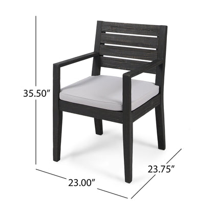 Outdoor Acacia Wood 7 Piece Expandable Dining Set, Sandblasted