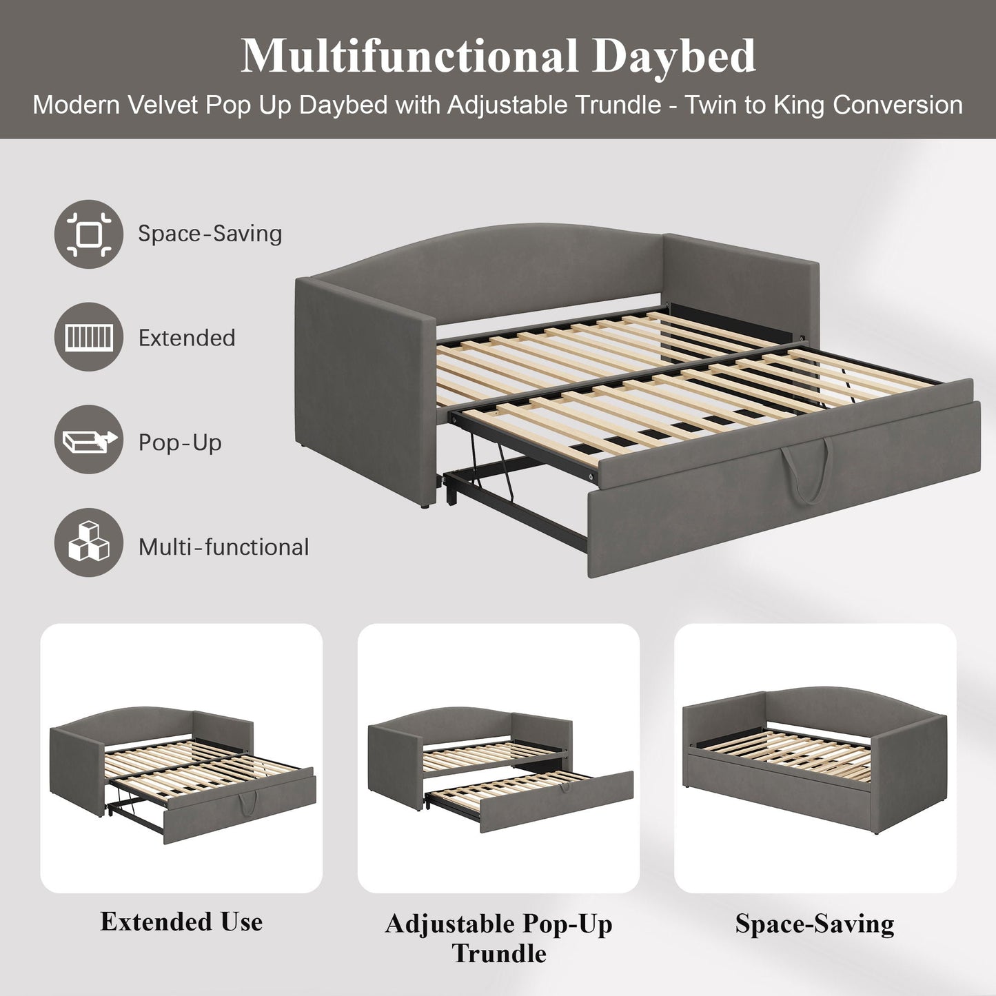 Daybed With Pop Up Trundle, Upholstered Sofa Bed