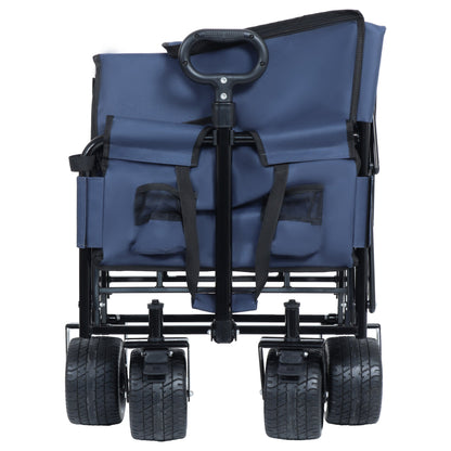 3-in-1 Convertible Folding Wagon Cart with Bench Seat & Storage