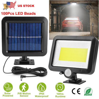 Solar Powered Wall Lights Outdoor 100 LED Beads Motion Sensor Lamp IP65 Waterproof Dusk To Dawn Sensor Light For Front Door Deck