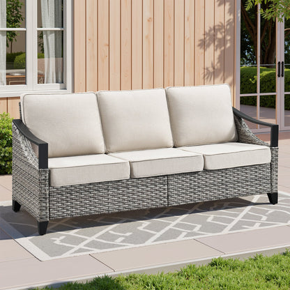 73.4" Wide Outdoor Wicker Sofa