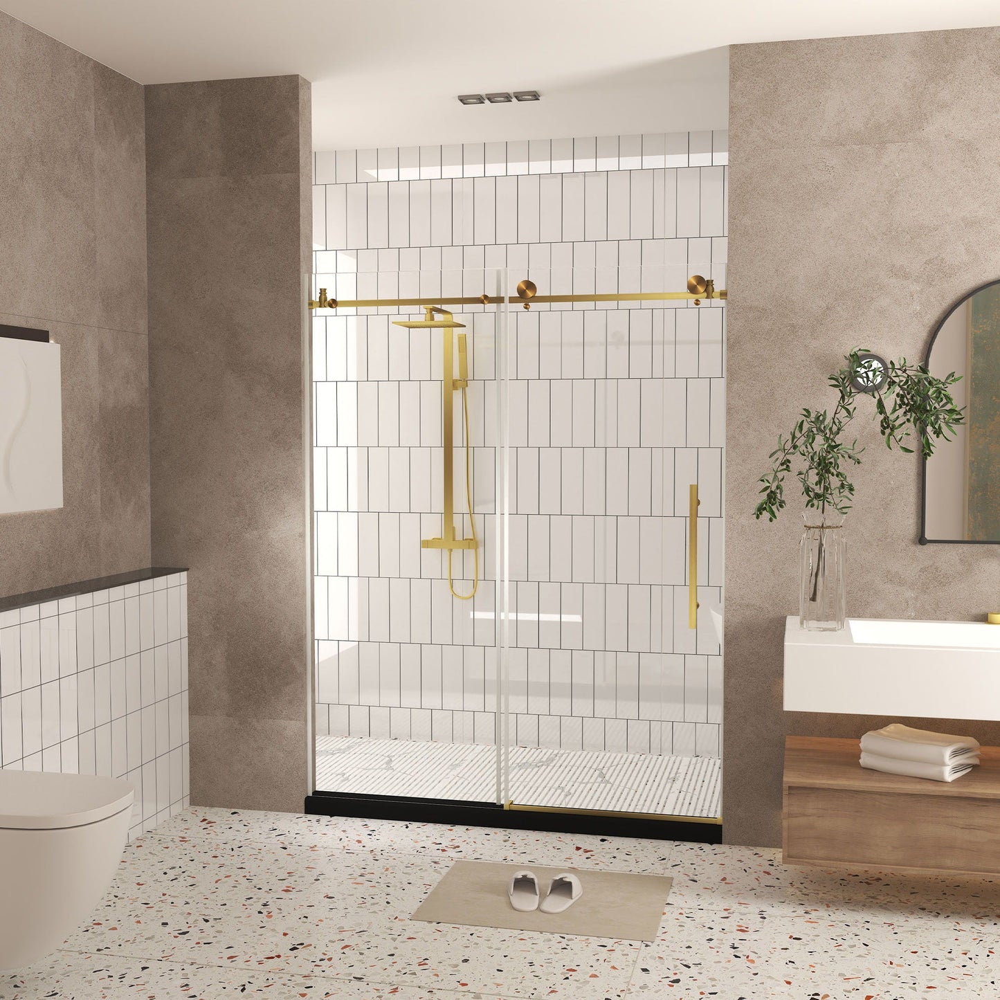 Frameless Shower Door, Smooth Sliding Tracks