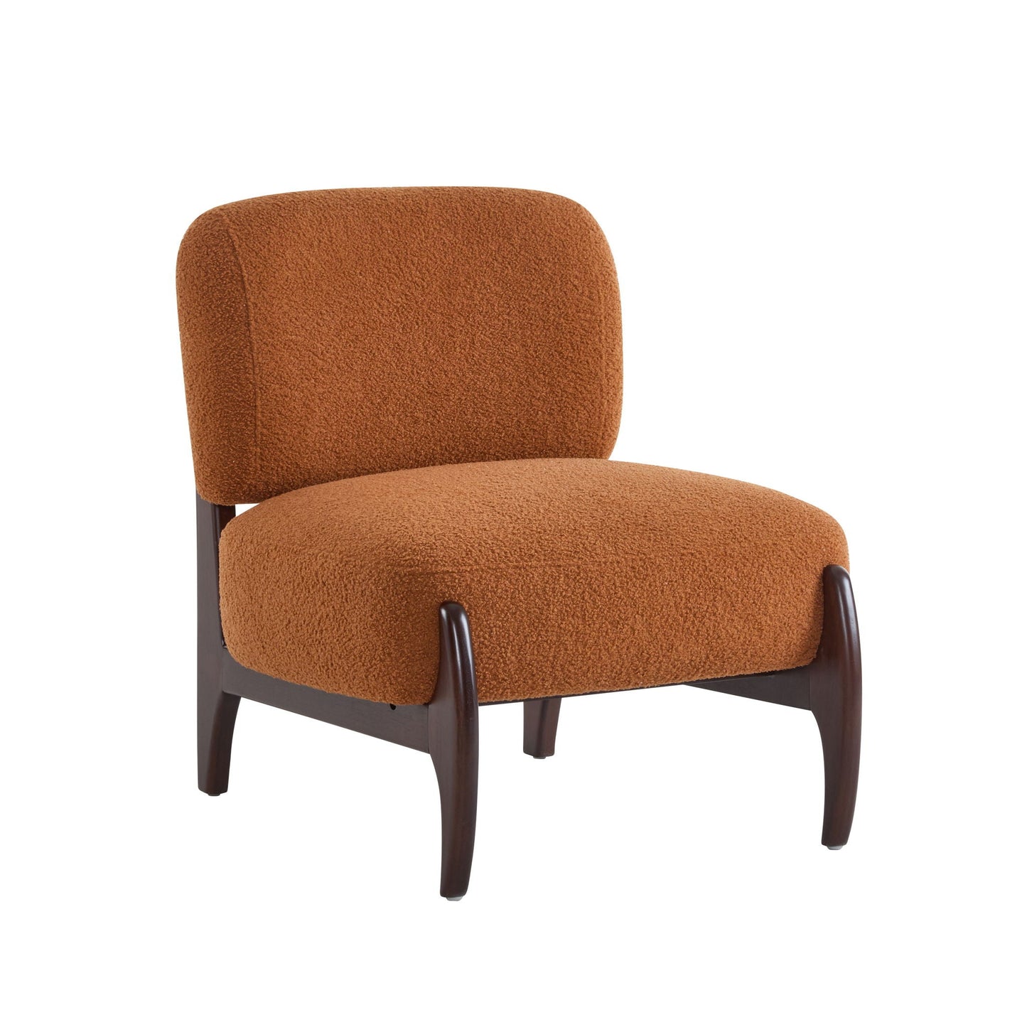 Modern Boucle Lounge Chair With Solid Wood Frame