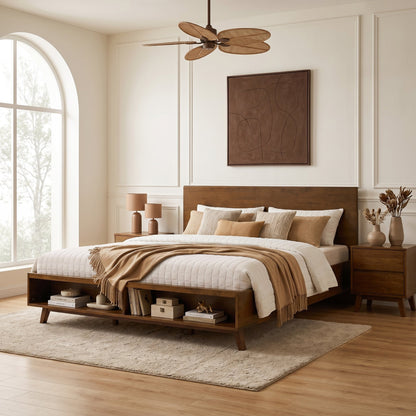 Walnut King Size Platform Bed Frame