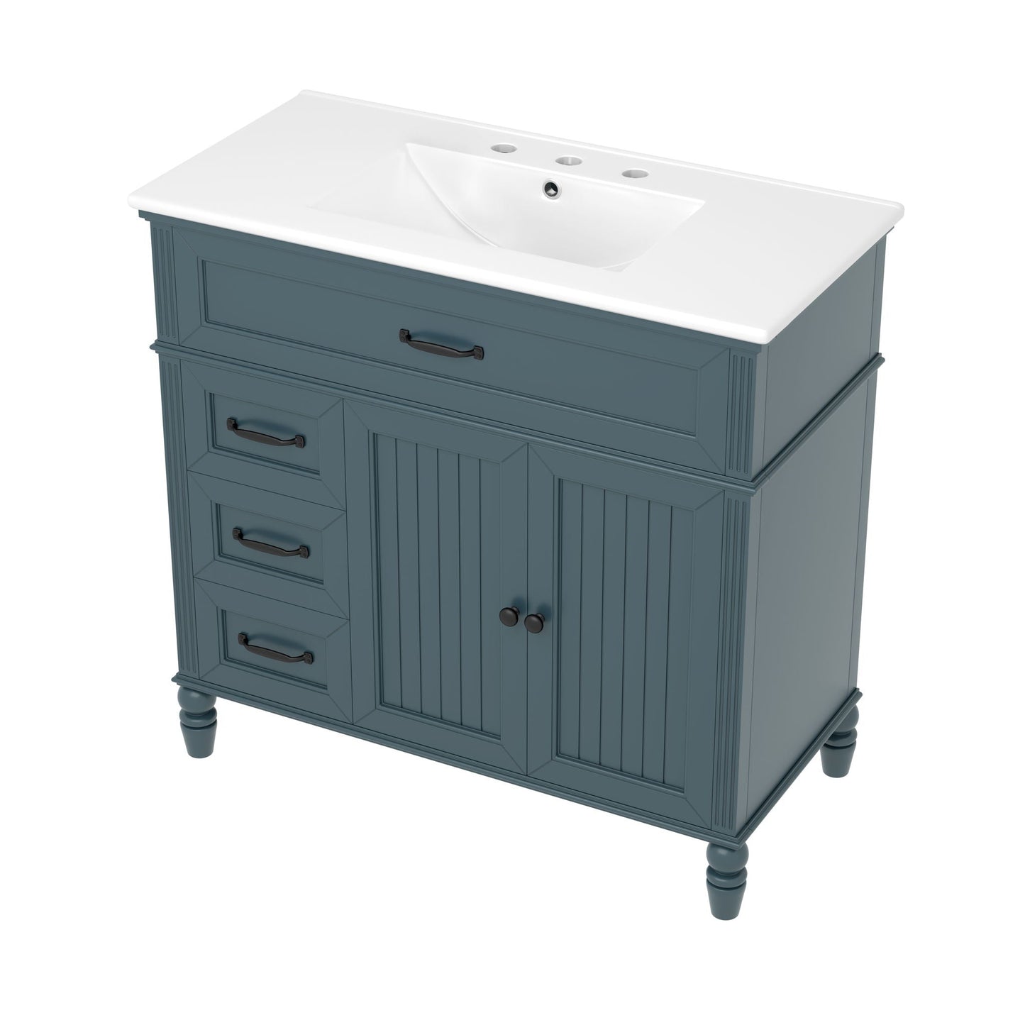 Bathroom Vanity With Sink, 2 Doors 2 Drawers, Freestanding Design