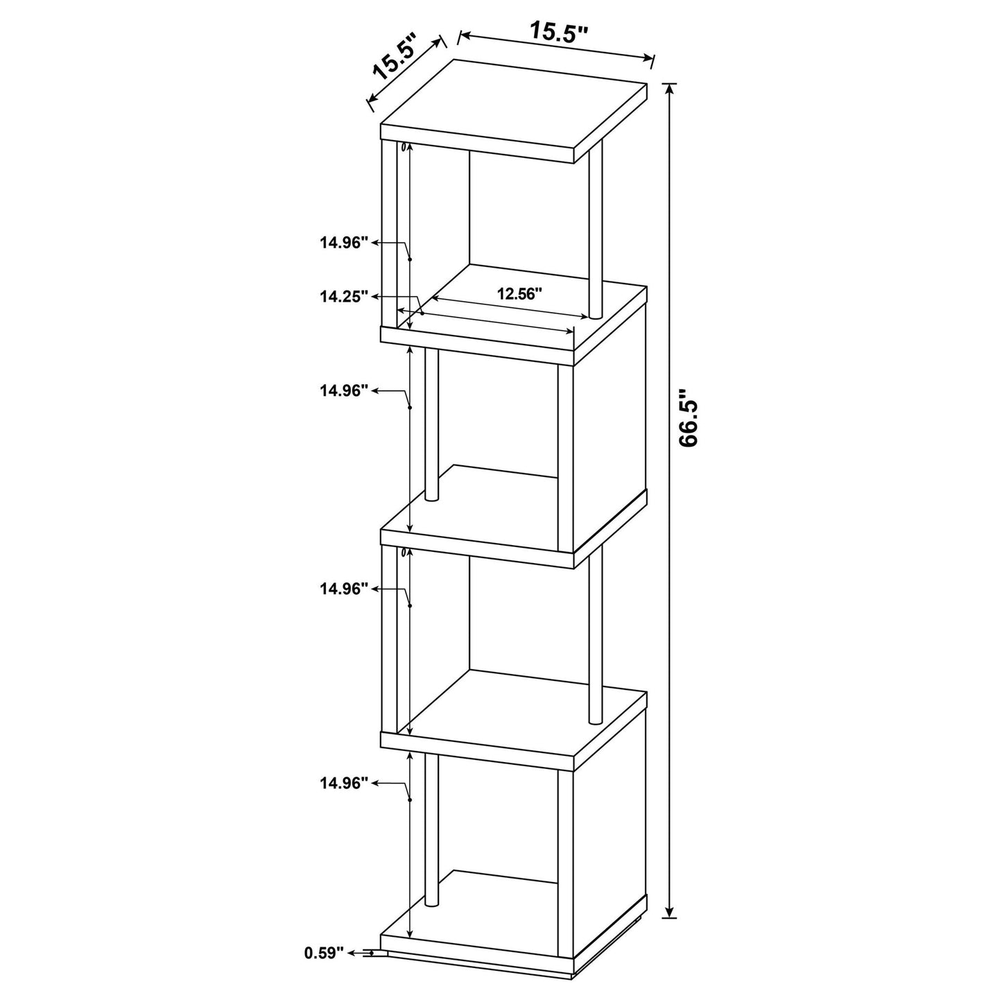 4 Tier Bookcase With Accents