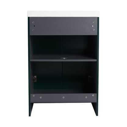Contemporary Freestanding Bathroom Vanity With Resin Sink & Soft-Close Cabinet Doors