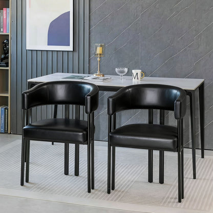 Modern Dining Upholstered Barrel Chair With Curved Back And Armrests