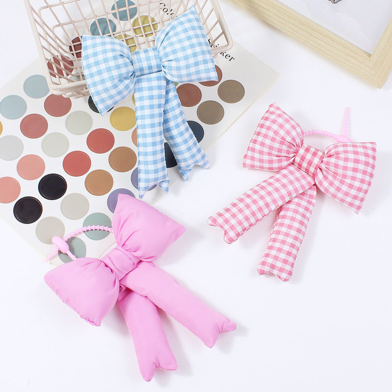Fabric Plaid Bowknot Bag Pendant Accessory