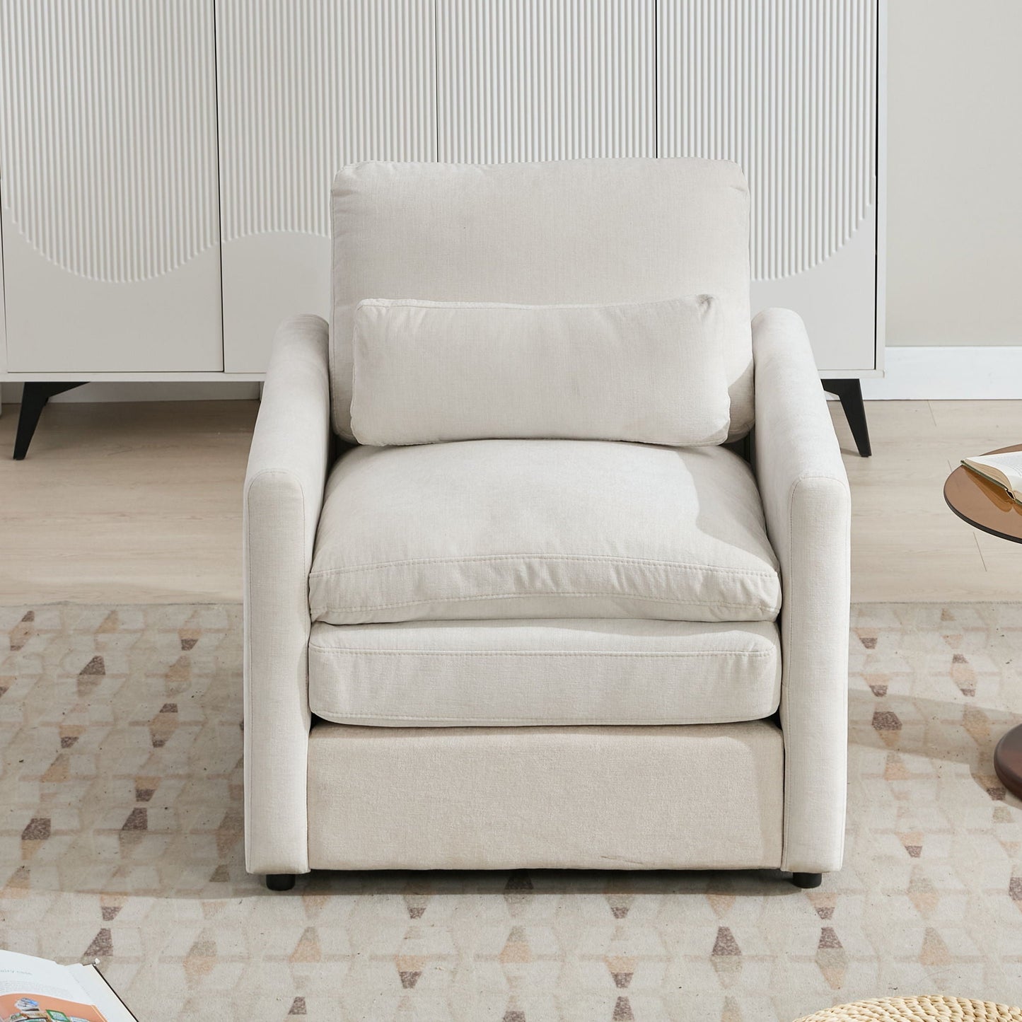 Cozy Upholstered Cushion Armchair For Living Room