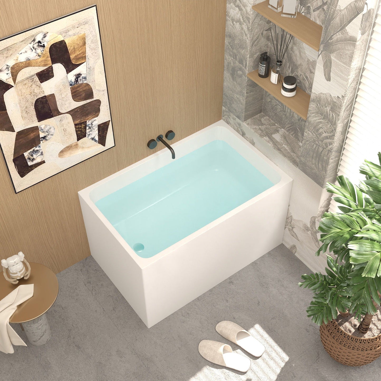 Freestanding Bathtub With Drain, Rectangular Shape