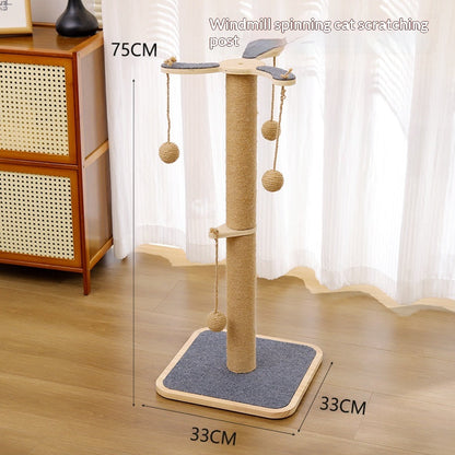 Cat Climbing Frame With Solid Wood Scratching Board, Durable Scratch-Resistant Cat Teaser Stick, Not Easy To Shed Debris, Cat Toy, Pet Supplies, Cross-Border Hot Seller