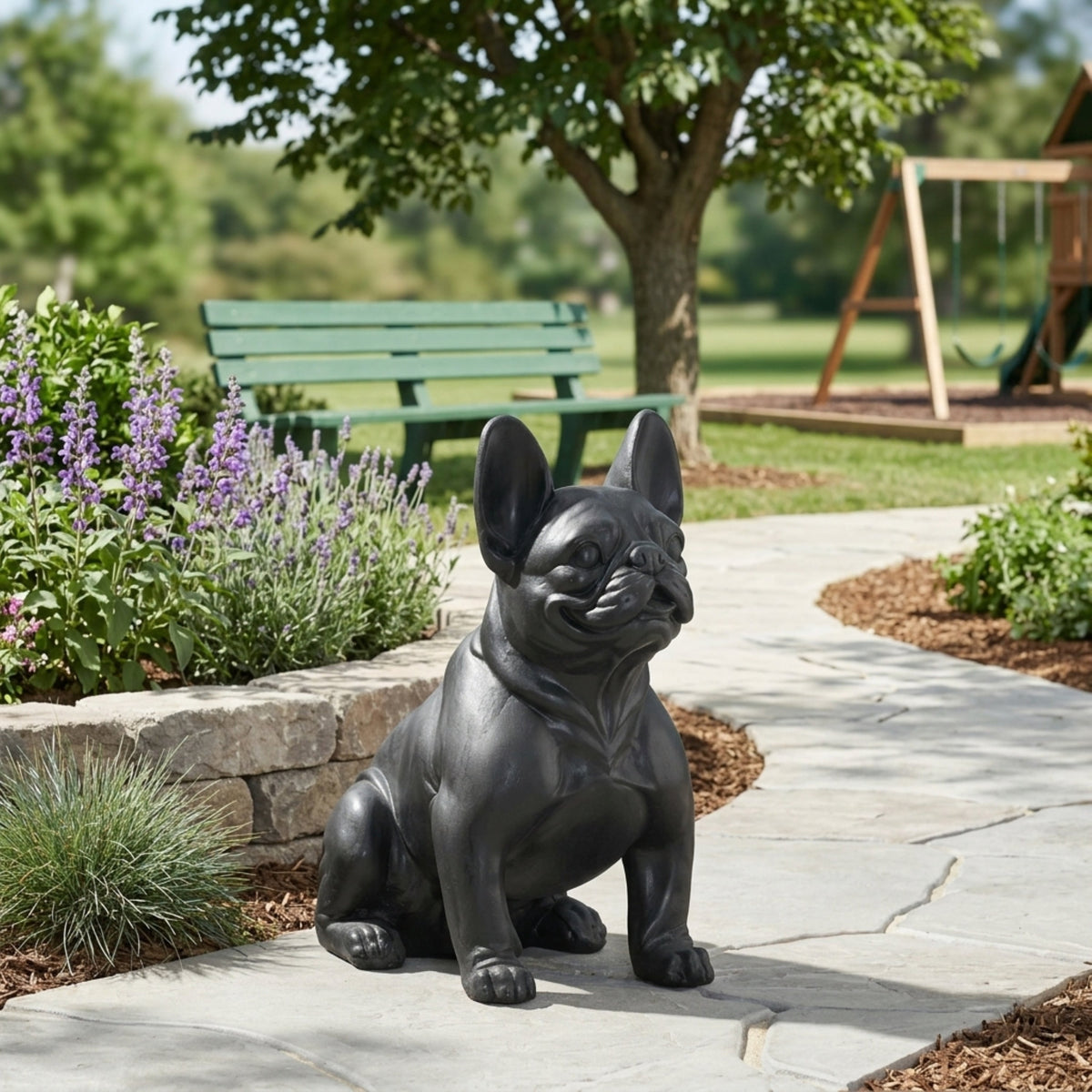 Outdoor French Bulldog Garden Sculpture