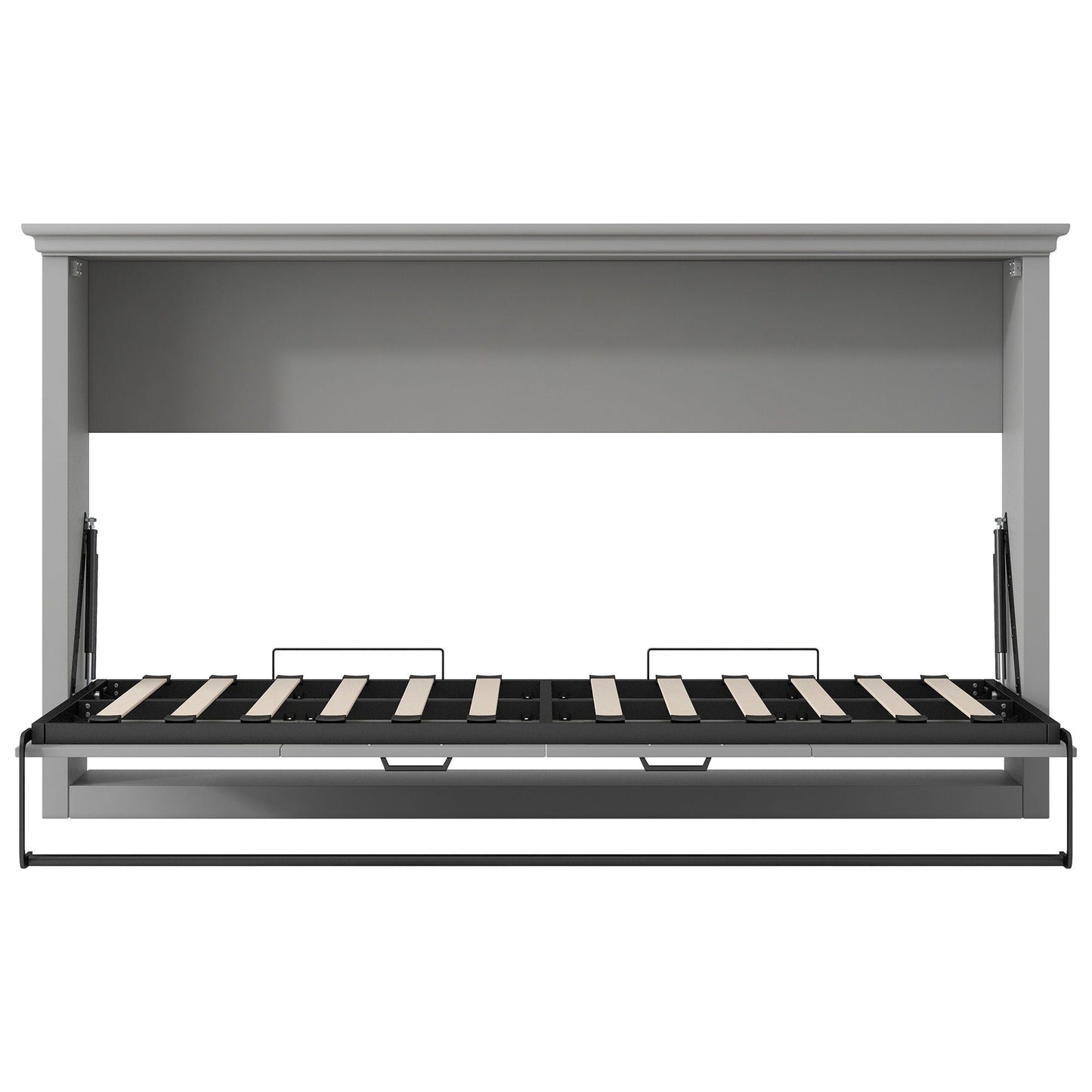Twin Size Murphy Bed With Cabinet Storage - Gray