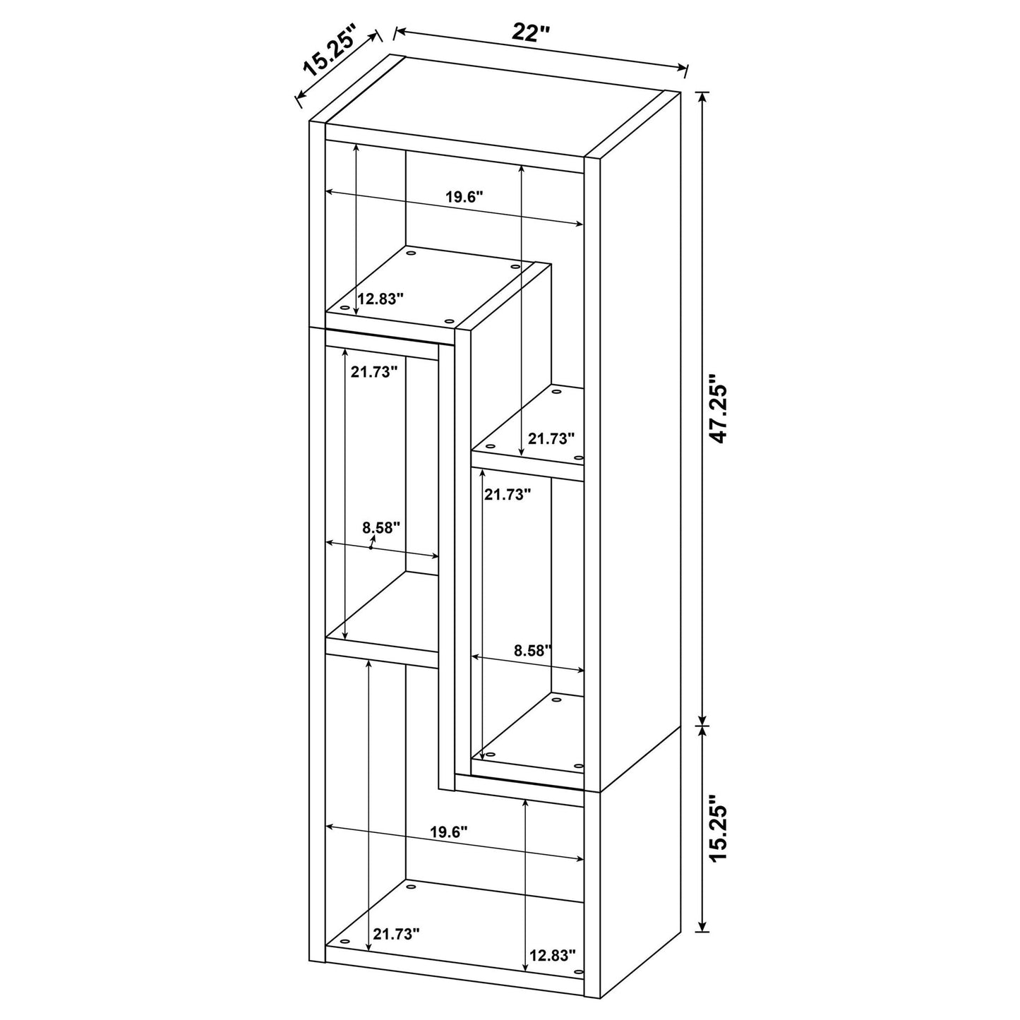 Convertable L-Shaped Bookcase With Open Shelves - White