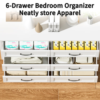6 Drawer Dresser for Bedroom, Modern Metal Storage Chest