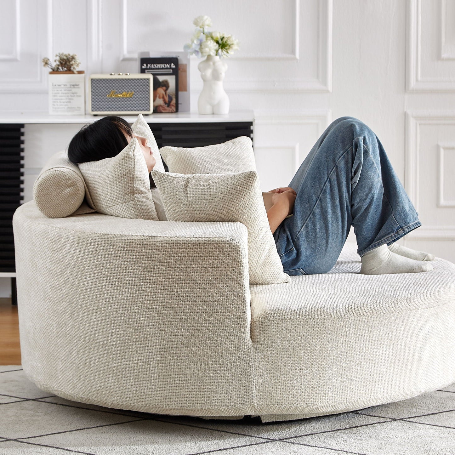 Swivel Chair With Rotating Base For Living Room