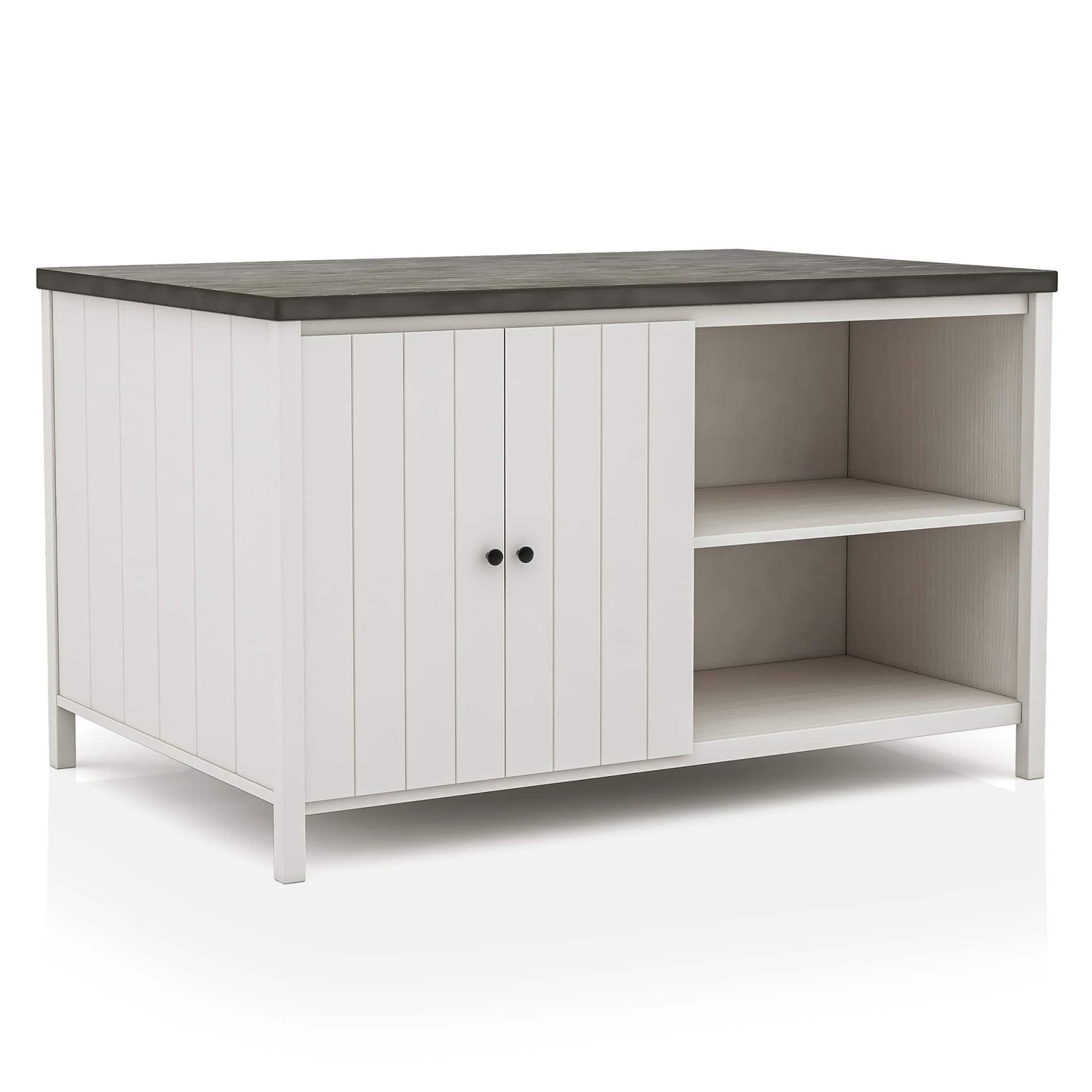 Counter Height Dining Table With Storage Cabinet Base - Dark Gray / Off White / Off White / Gray