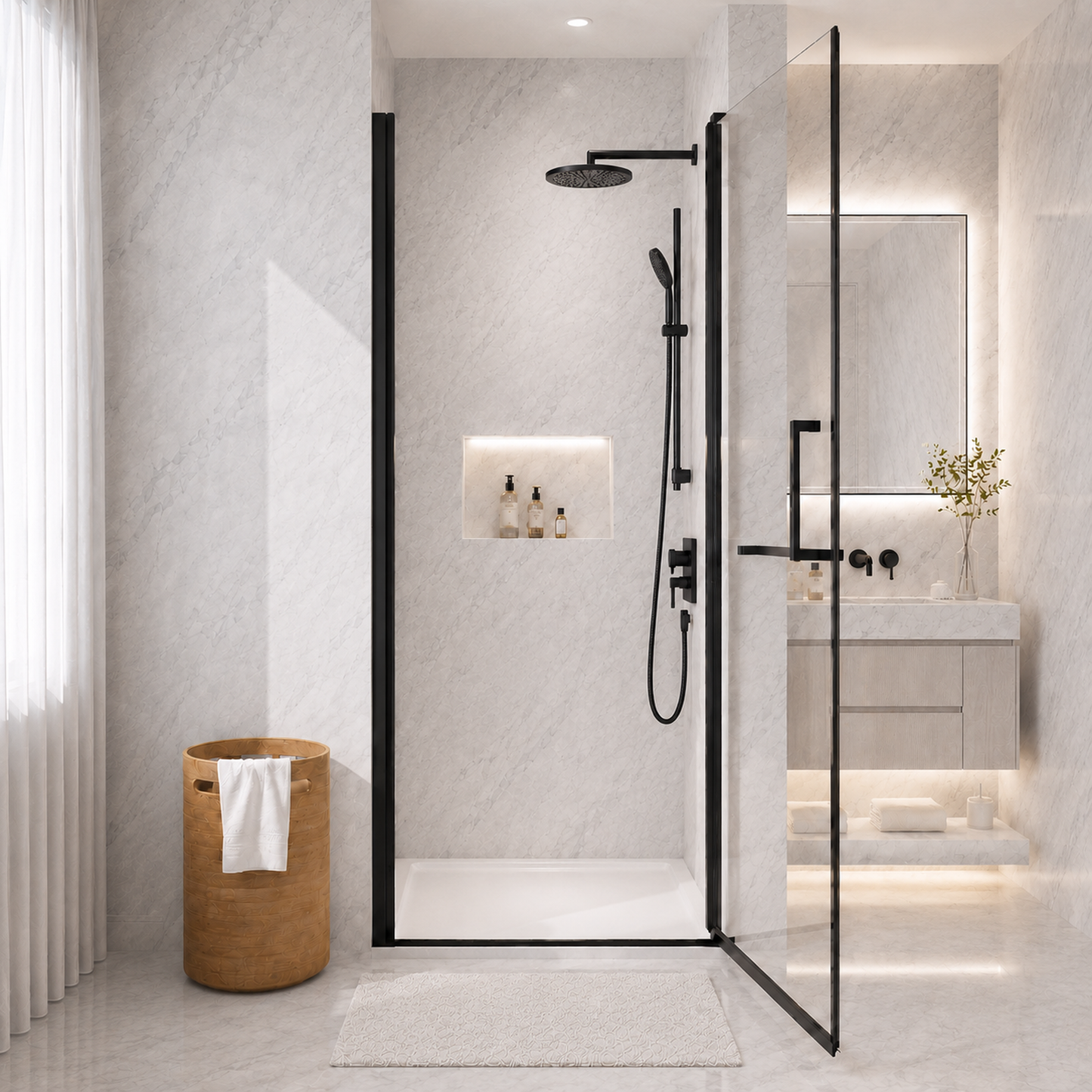 28"-29.2" x 72" Semi-Frameless Pivot Shower Door