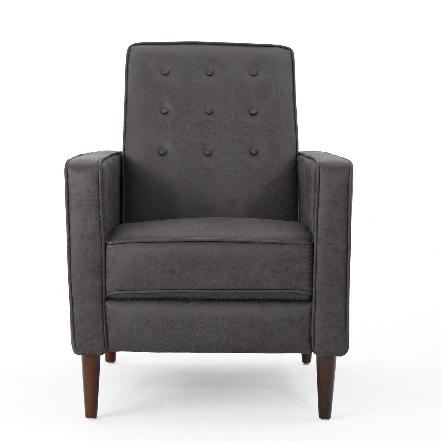 Macedonia - Mid Century Modern Button Tufted Fabric Recliner - Slate