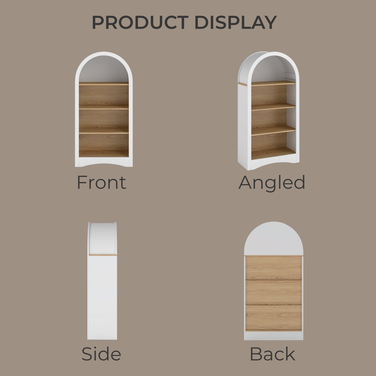 47" Freestanding Display Rack with Woodgrain Shelves