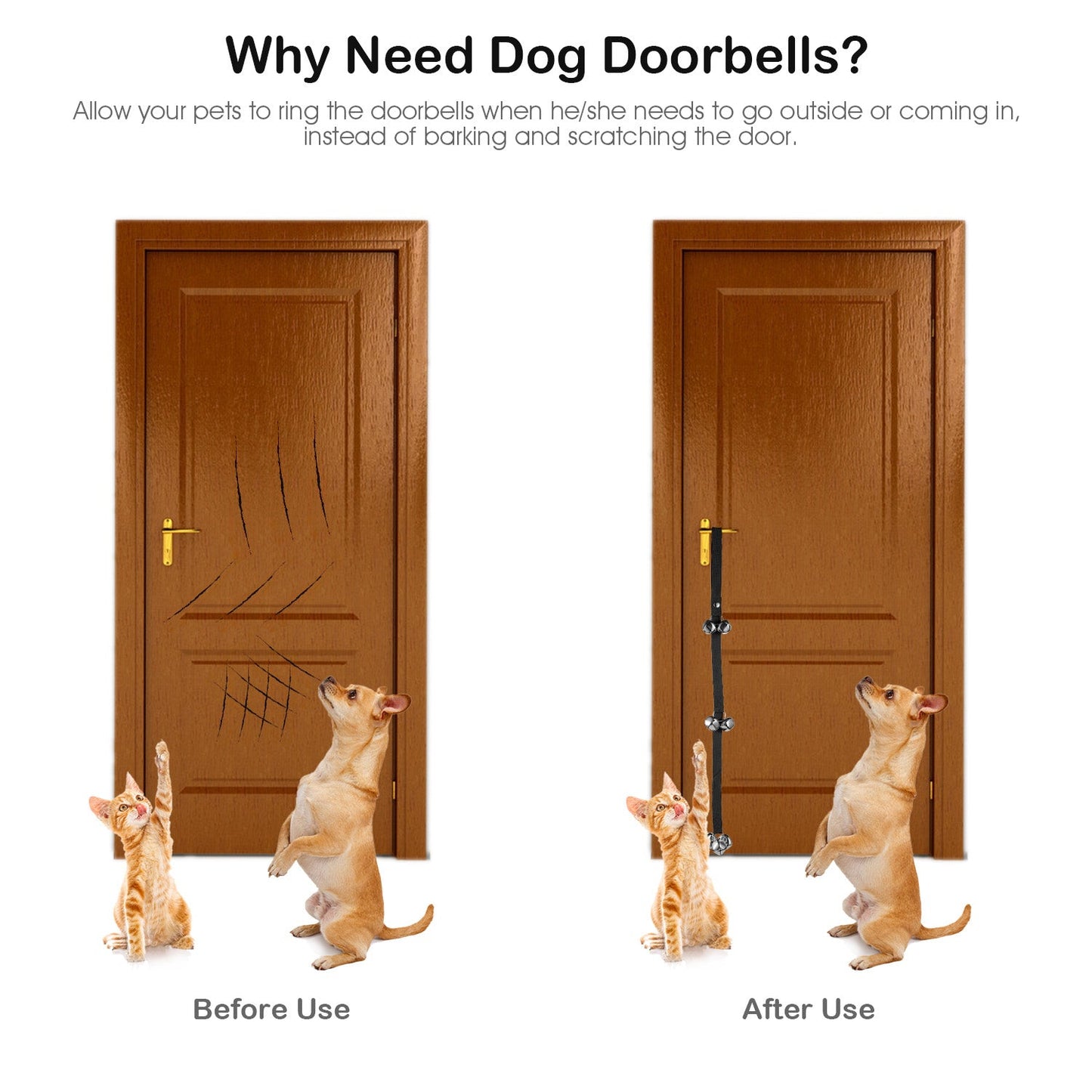 Dog Doorbells Adjustable Pet Doorbells Dog Potty Bells for Dog Training 7 Extra Large Loud 1.4Ó DoorBells