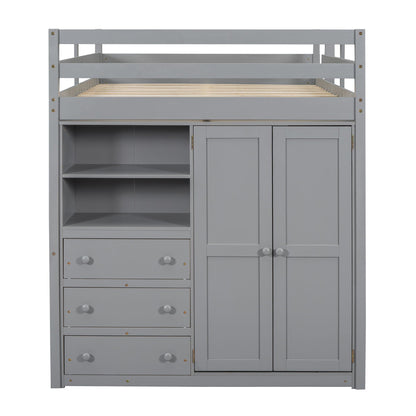 Loft Bed With Built In Wardrobe, Shelves And Drawers