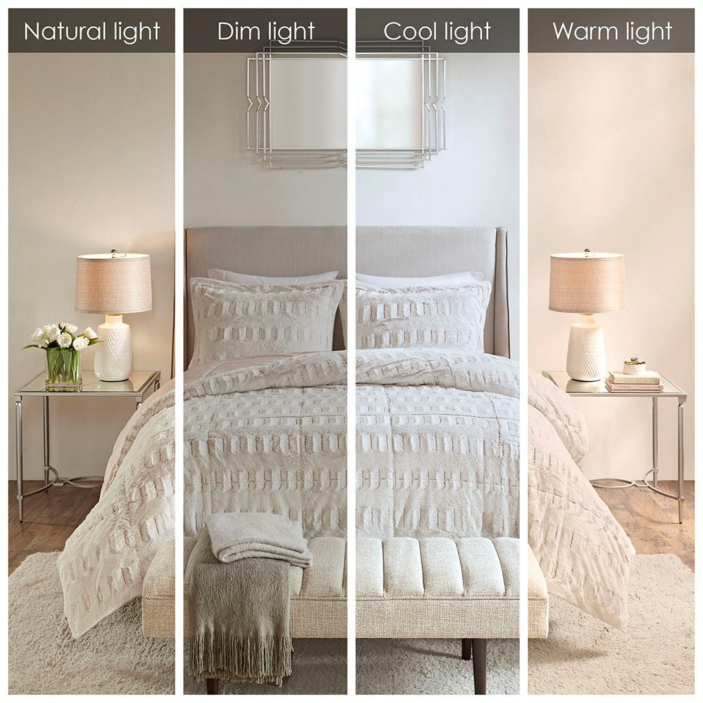 King/Cal King Back Print Long Fur Comforter Mini Set