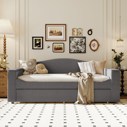 Upholstered Daybed With Storage Armrests, Trundle And Latest Integrated tooth Audio System