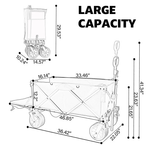 Foldable Wagon with Extended Tailgate and Large All-Terrain Wheels