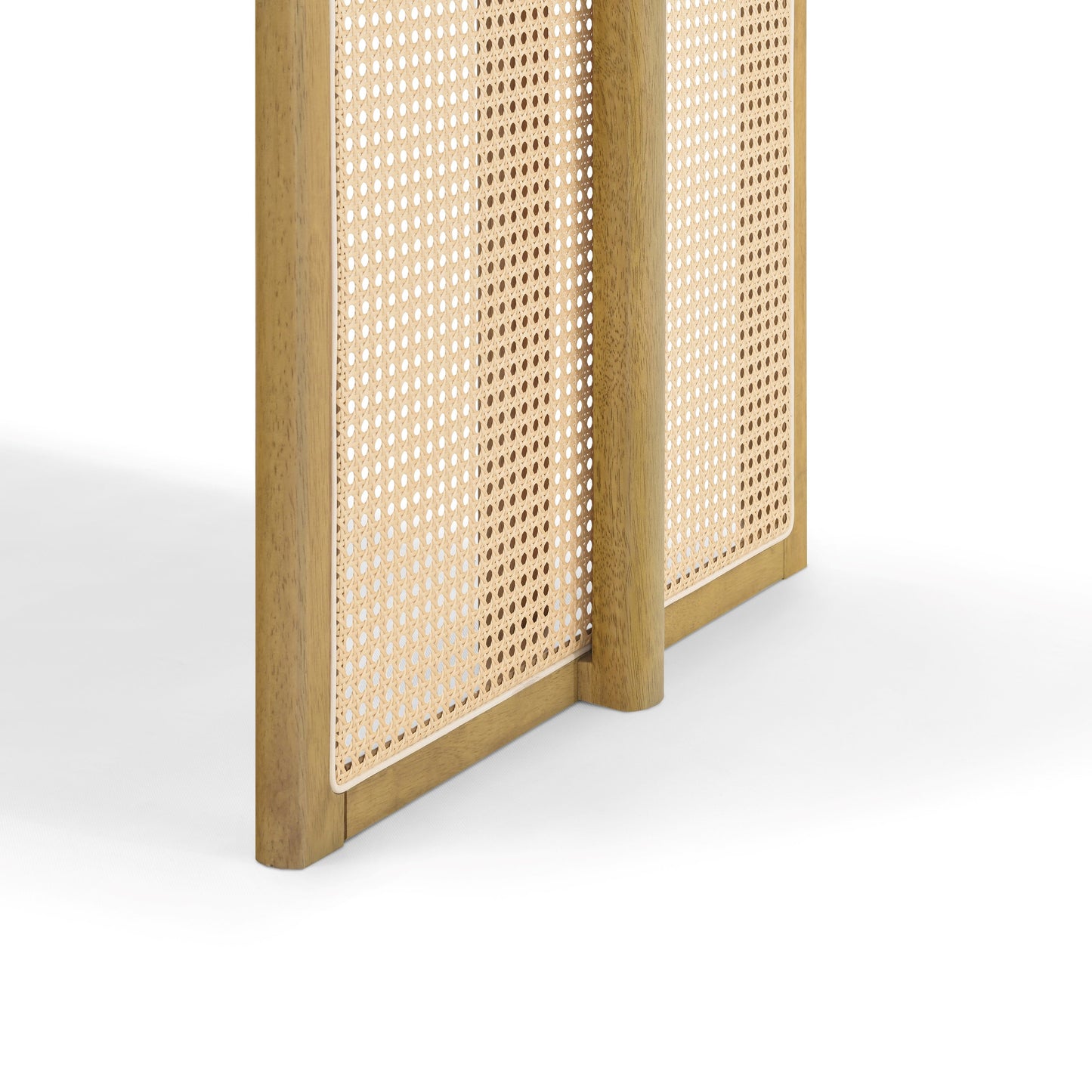 Natural Rubber Wood Dining Table with Rattan Accents