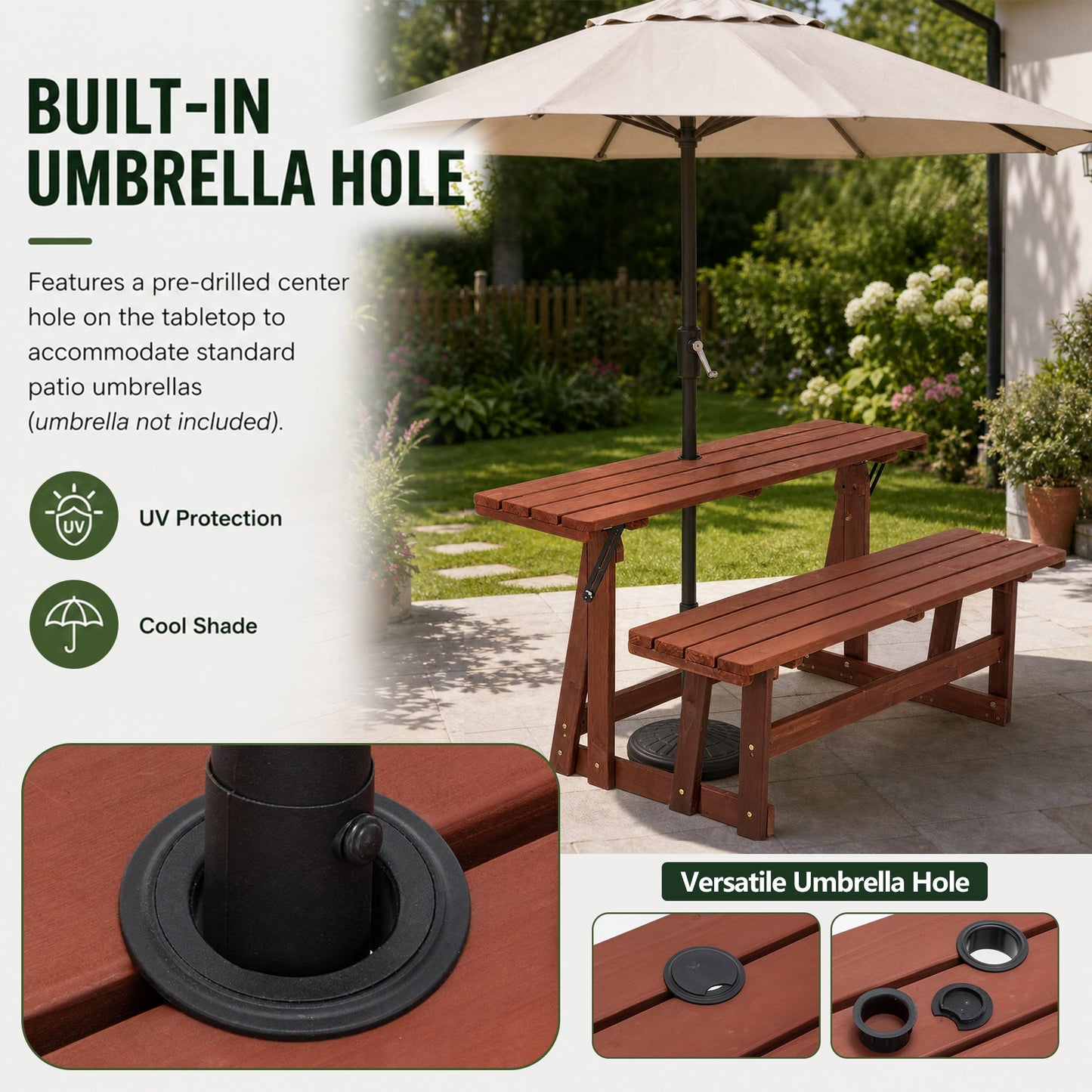 2-in-1 Convertible Bench Picnic Table