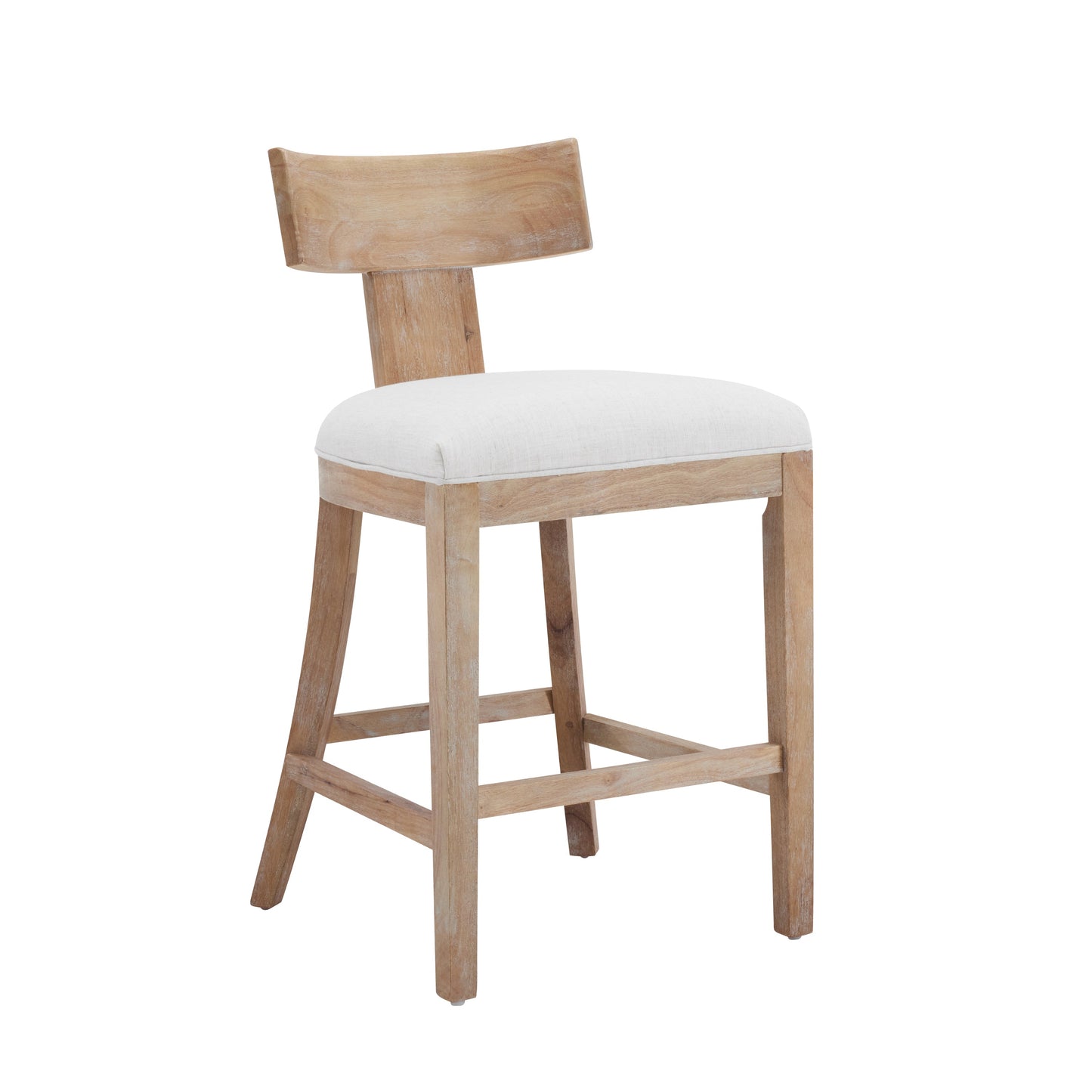 27" Upholstered Counter Stools Set of 2 with Solid Rubber Wood Frame