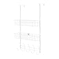 Over The Door Hooks Organizer Door Towel Rack Hanger 5 Hooks with 2 Metal Baskets for Bathroom Bedroom Kitchen Storage Shelf