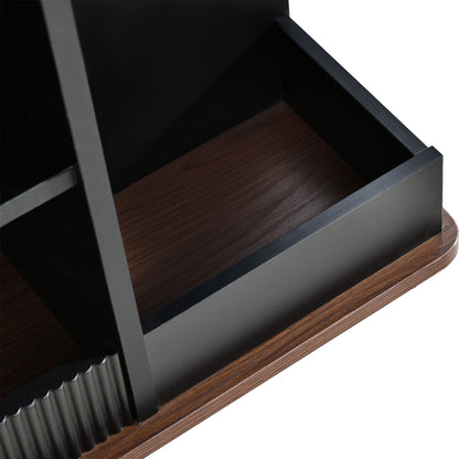 Adjustable End Table With Wheels, 360°Rotating Top And Storage Space