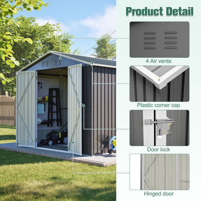 Lockable Secure Metal Shed 8x12 FT