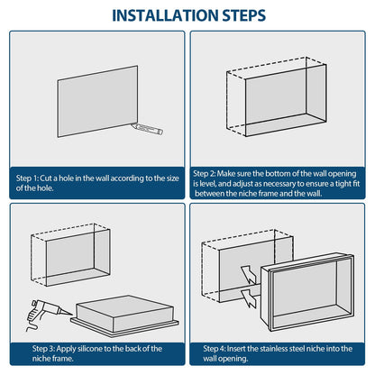 Modern Stainless Steel Shower Niche Double Shelf For Bathroom