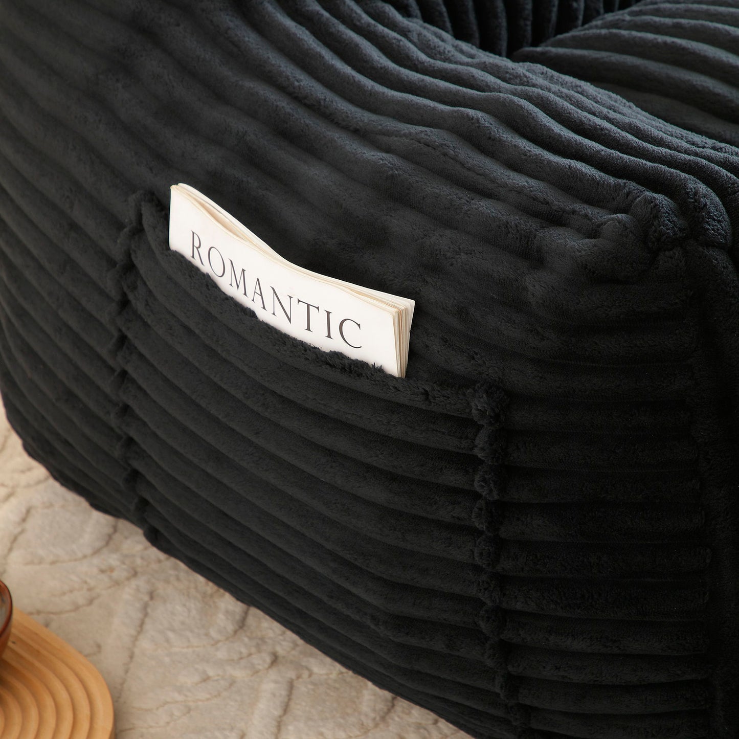 Giant Bean Bag Chair With Armrests And Footstool