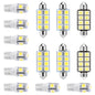 14Pcs T10 41mm Festoon LED Light Bulb Interior Dome Map LED Lights License Plate Trunk Side Positioning Lights 6000K White