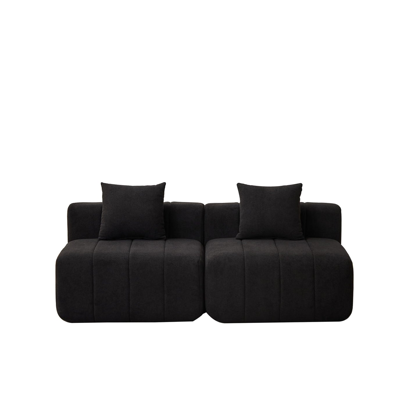 Modular Sectional Sofa With 2 Pillows, Symmetrical Design