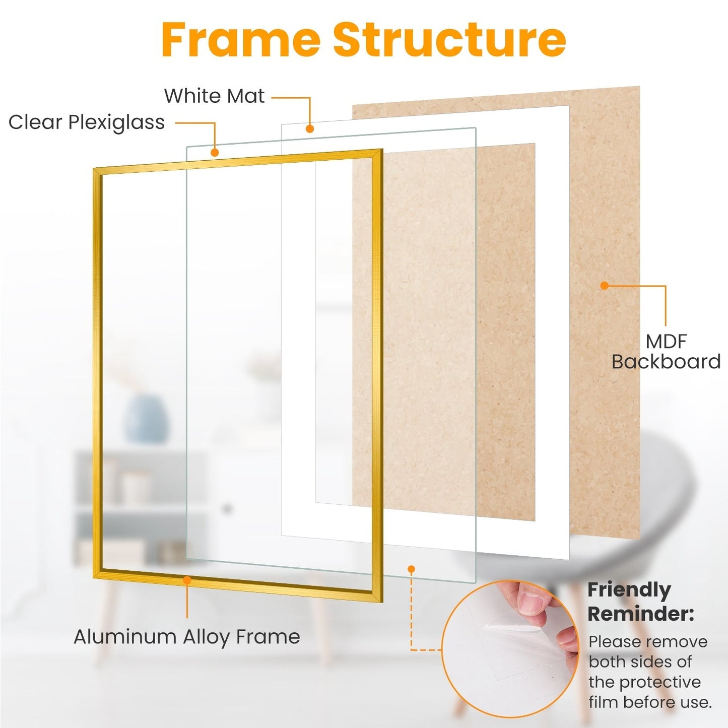 2 Packs 16x24in Picture Frames Wall Gallery Photo Frame Wall Mounted Poster Display Frame  for Horizontal Vertical Wall Mounted