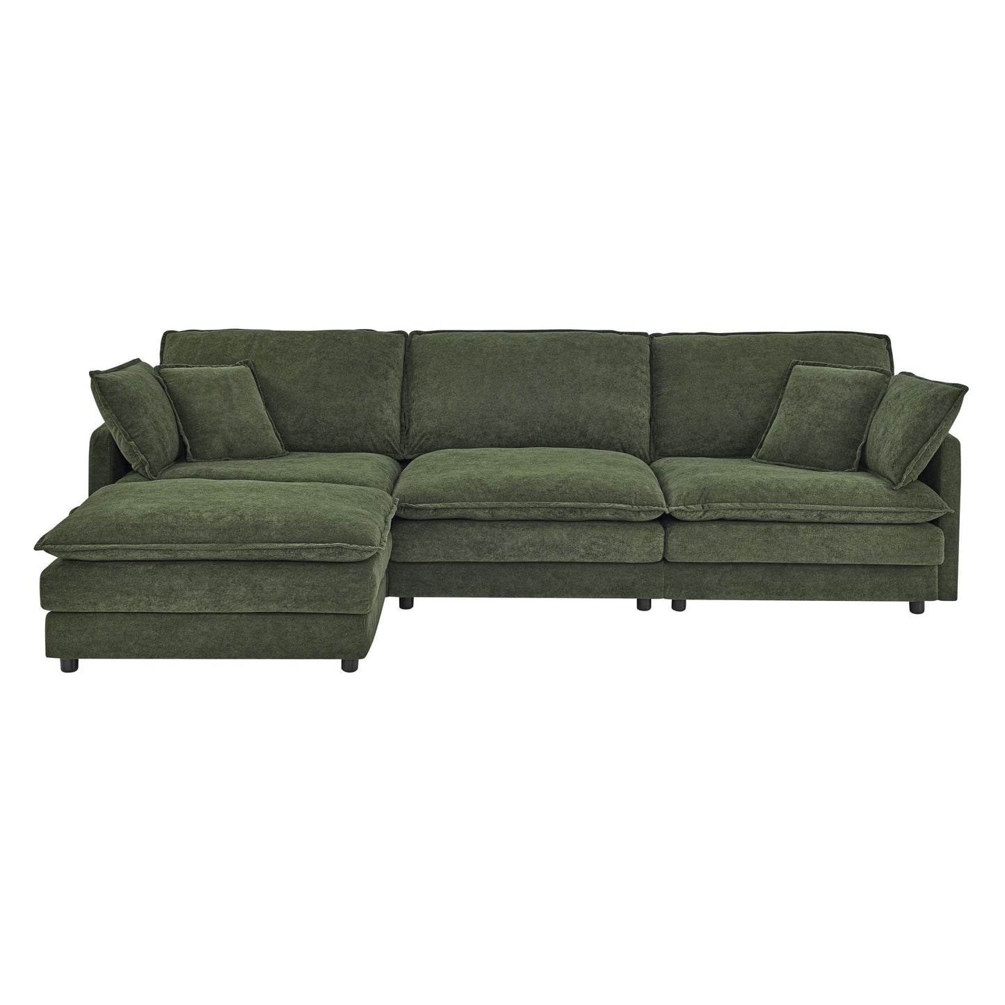 L-Shaped Sectional Sofa With Ottoman, Convertible 4 Seater Couch