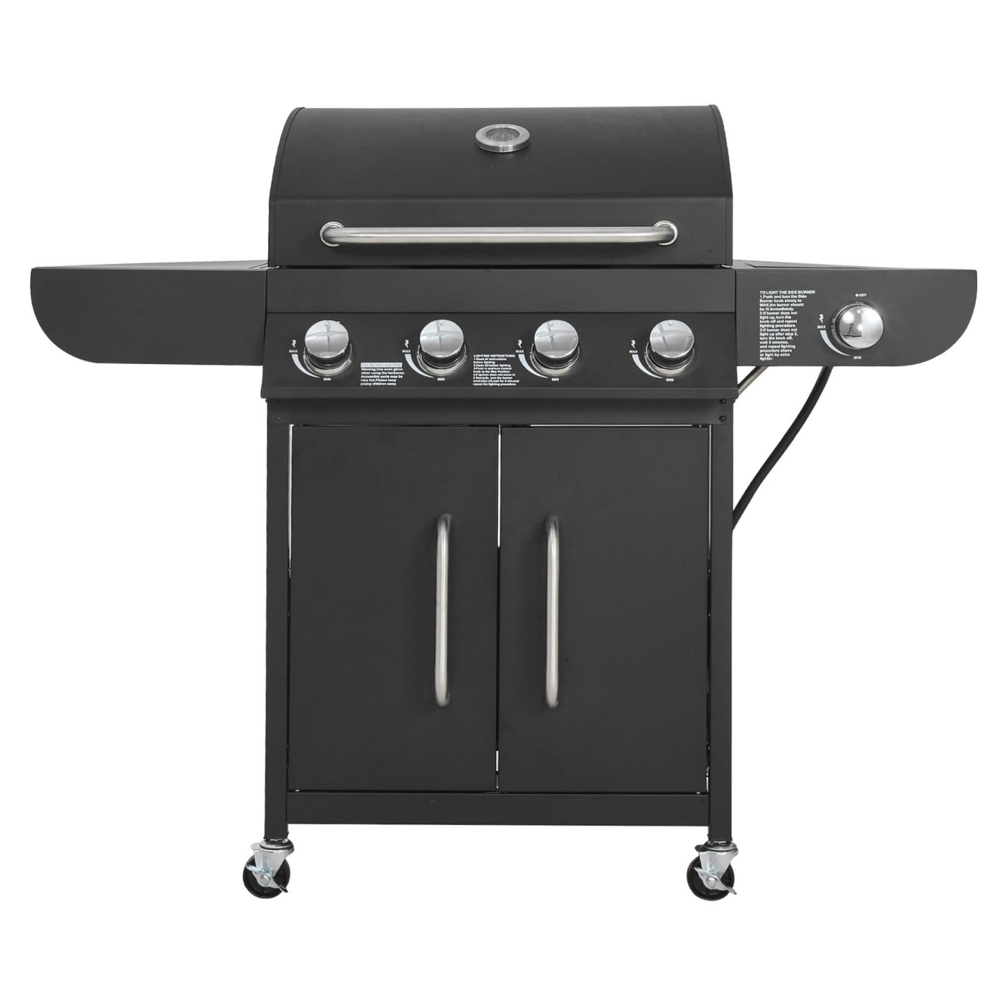 Gas Grill, 4 Burner Propane Gas Grill with Side Burner