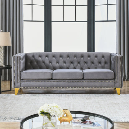 Upholstered Couch Sofa With Button Tufting For Living Room