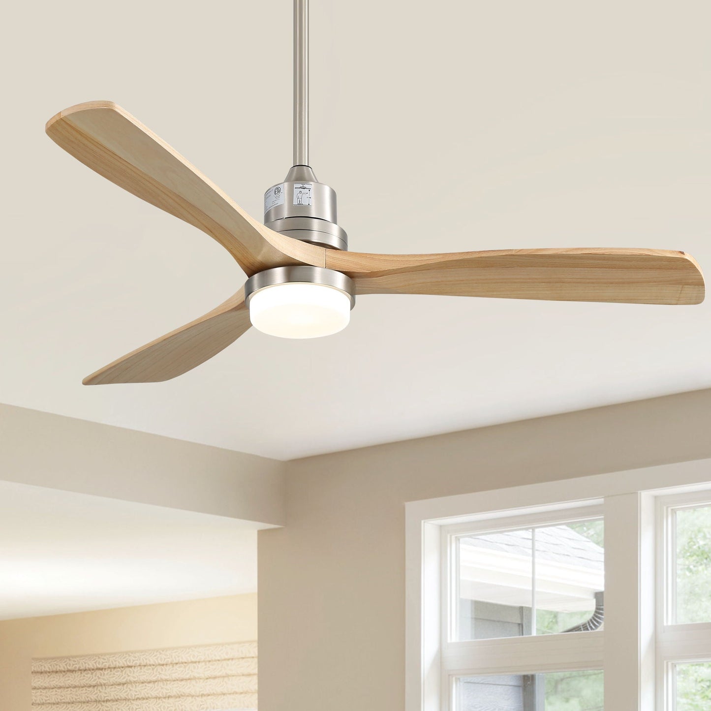 Indoor Ceiling Fan with Dimmable LED Light, 6-Speed Remote, Reversible Blades